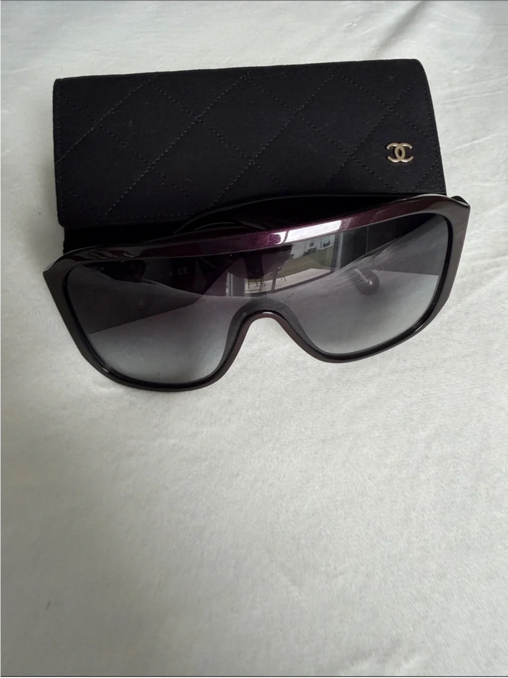 CHANEL Oversized Shield Sunglasses in Dark Brown and Black